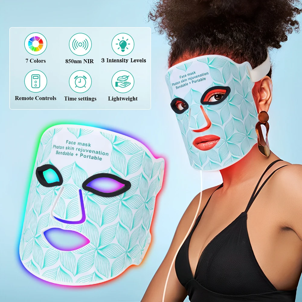 7+1 Colors LED Face Mask Light Therapy Red Light Therapy for Face Near-infrared Portable Mask Skin Care Device Home Anti-Aging