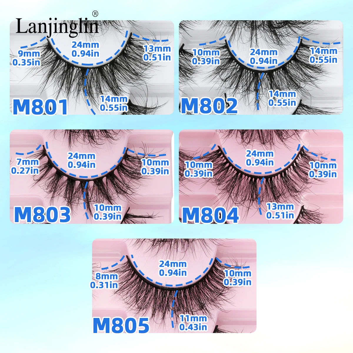 Lanjinglin 3/7 Pairs Natural Long False Eyelashes Dramatic Soft Fluffy 3D Mink Lashes Wispy Mink Eye Lashes Thick Cils ﻿