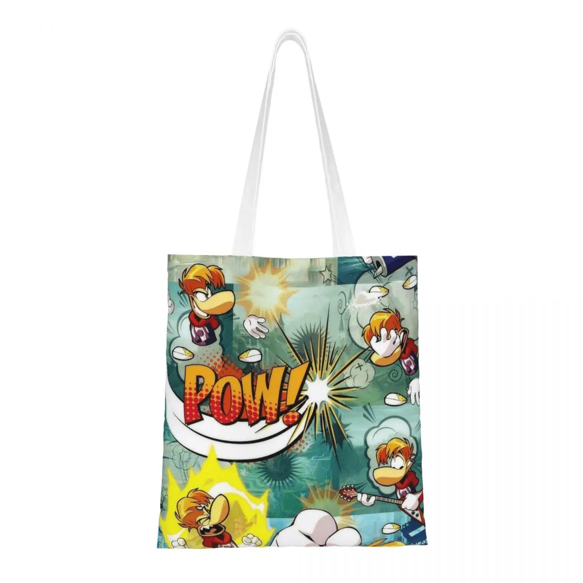 ألعاب الكرتون Rayman Legends أكياس التسوق السيدات قماش حمل حقيبة قابلة للطي المرأة حقيبة كتف حقيبة يد للسفر