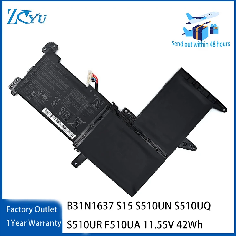 B31N1637 Battery for ASUS VivoBook S15 S510UN S510UQ S510UR F510UA 11.55V 42Wh