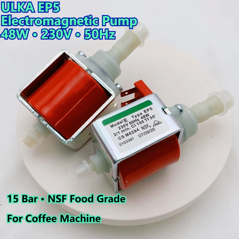 ULKA EP5 Electromagnetic Pump 48W 230V 50Hz, New Coffee Machine Water Pump Replacement, 15 Bar