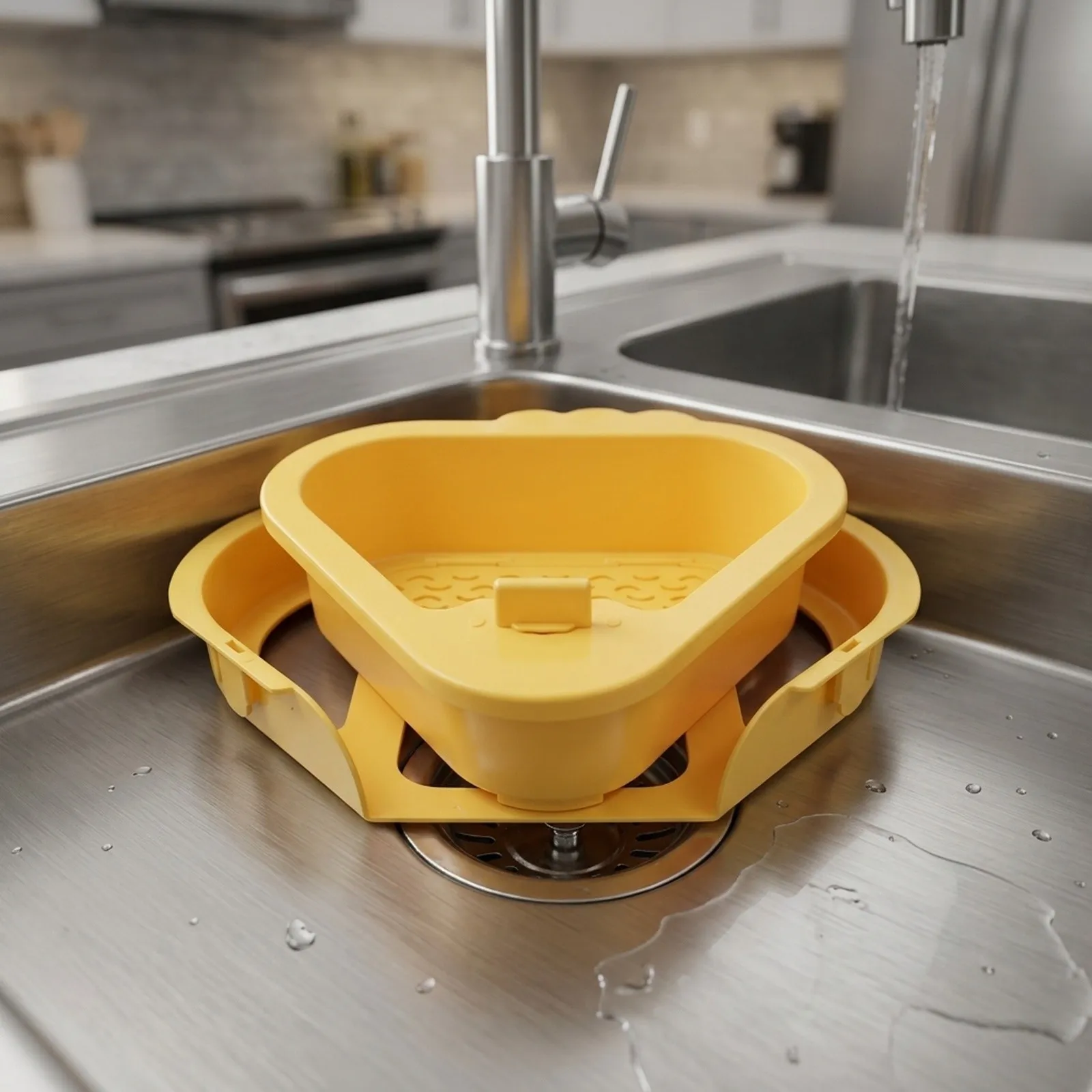 Clogging Kitchen Sink Drain Strainer with Rotating Tilt and Traceless Bracket for Easy Installation and Waste Disposal