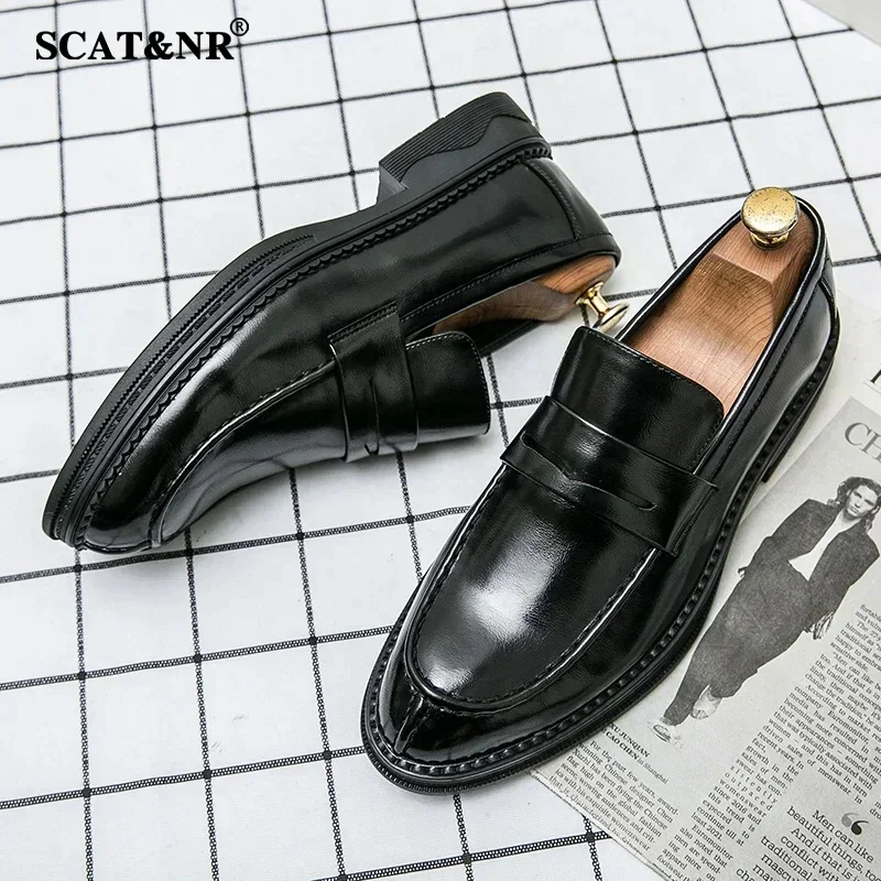 

Silver business shoes men's Oxford shoes leather brand loafers slip on high quality wedding shoes soft sole pointed toe