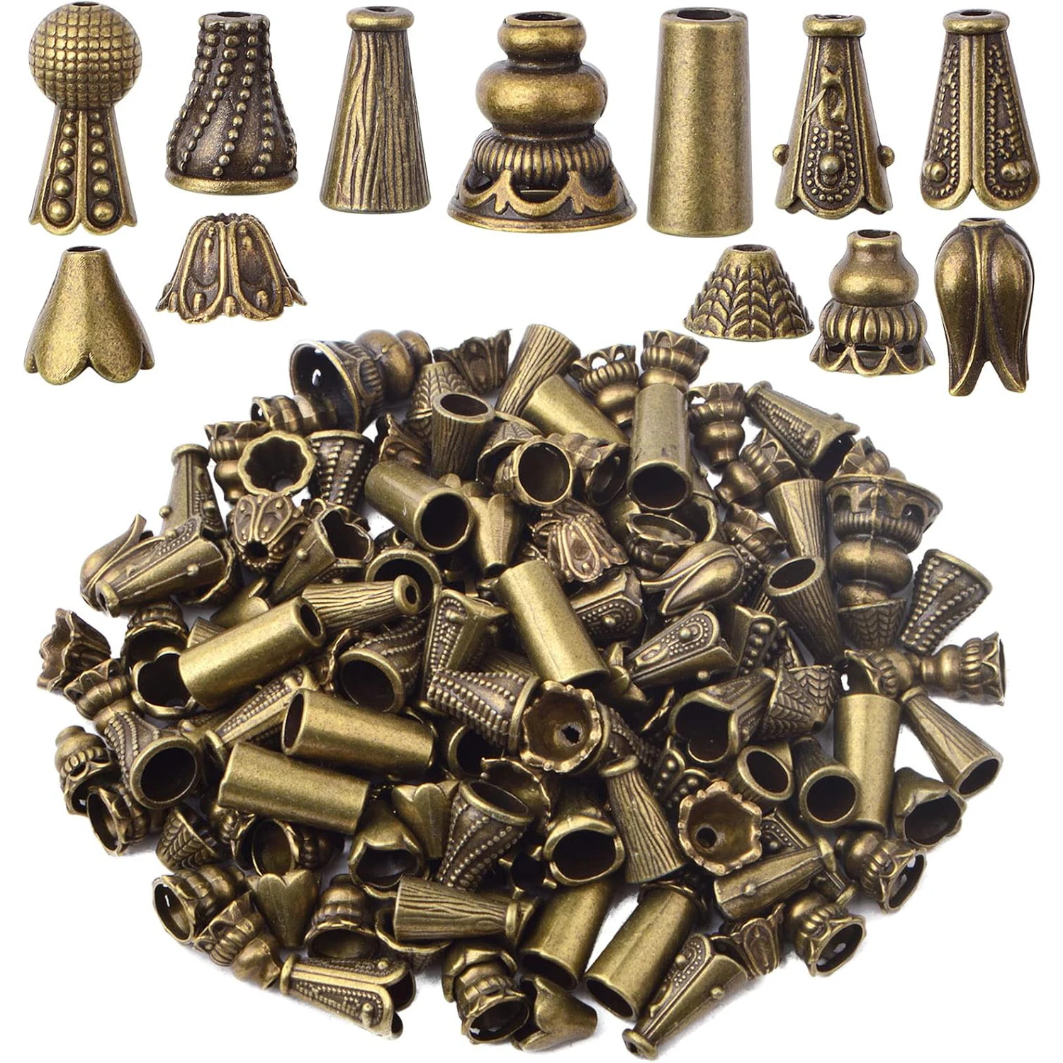 

100 Gram Assorted Styles Column Spacer Beads Tibetan Alloy Barrel Tube Loose Spacer Beads Craft for DIY Bracelet Necklace