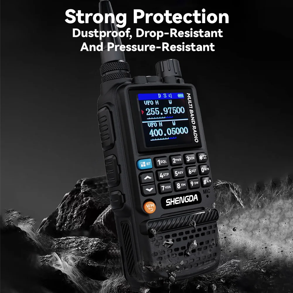 Radiotelefon SD-GP360 10W, dopasowywanie częstotliwości jednym przyciskiem, skanowanie kanałów, UHF/VHF, 4-pasmowy wyświetlacz LCD, bateria o dużej pojemności.