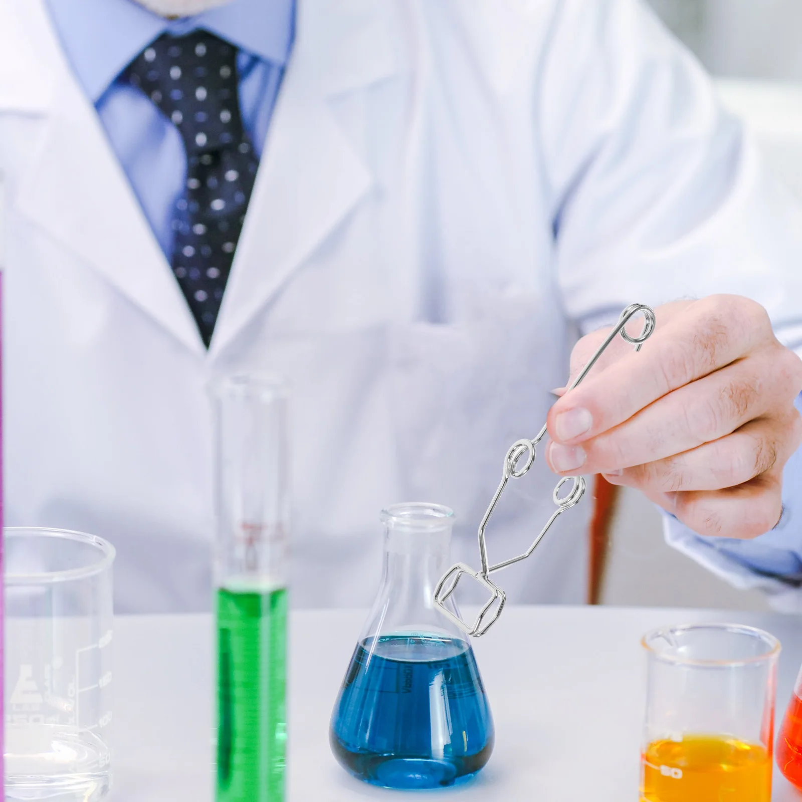 Braçadeira de tubo de laboratório, braçadeira de garrafa de aço com mola, universal, escolas, laboratórios, garrafa de fio de metal com 10 peças