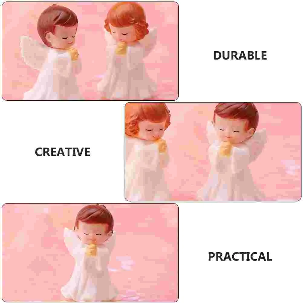 3 Pcs Praying Statue Plastic Figurine Adornment Exquisite Decor Home Office Restaurant Bar Miniature Model