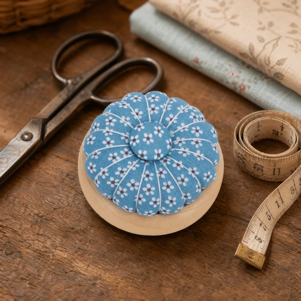 Cute Wooden Base Pin Cushion Magnetic Top Exquisite Design Needle Holder Pumpkin Shape Cushion For Quilting