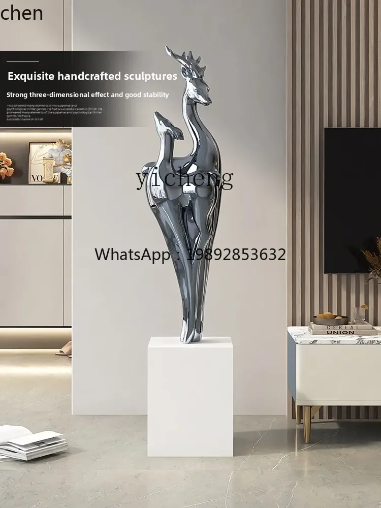 Light Luxury Large Floor Ornament Living Room Home Decor Exhibition Hall Electroplated Sculpture Gift