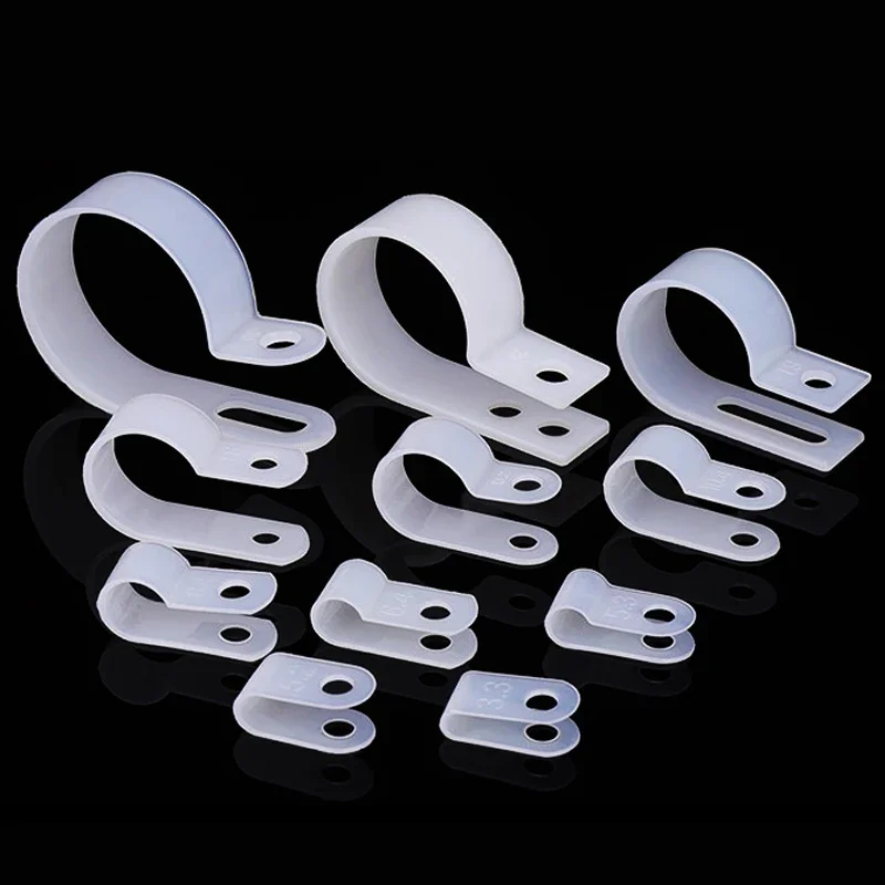 Nylon U-type Wire Card Wire Fixing Clip R-type Wire Clip UC Wire Buckle Wall Cable Management Wiring Routing Fixing Button PA66