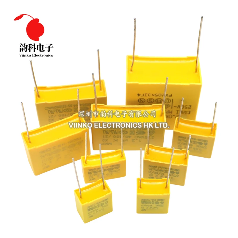 X2 Safety capacitor 275VAC 275V Pitch 7.5MM 10MM 15MM 22.5MM 27.5MM 0.01UF ~ 2.2UF Polypropylene film capacitor 10NF 100NF 1UF