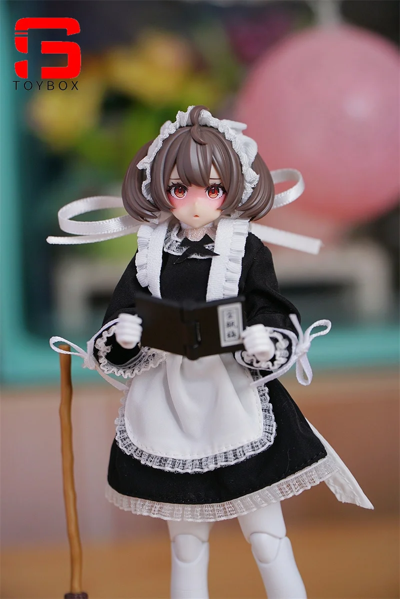 1/12 feminino soldado manga comprida traje de empregada avental de renda jk vestido uniforme roupas para 6 Polegada figma figuras de ação corpo