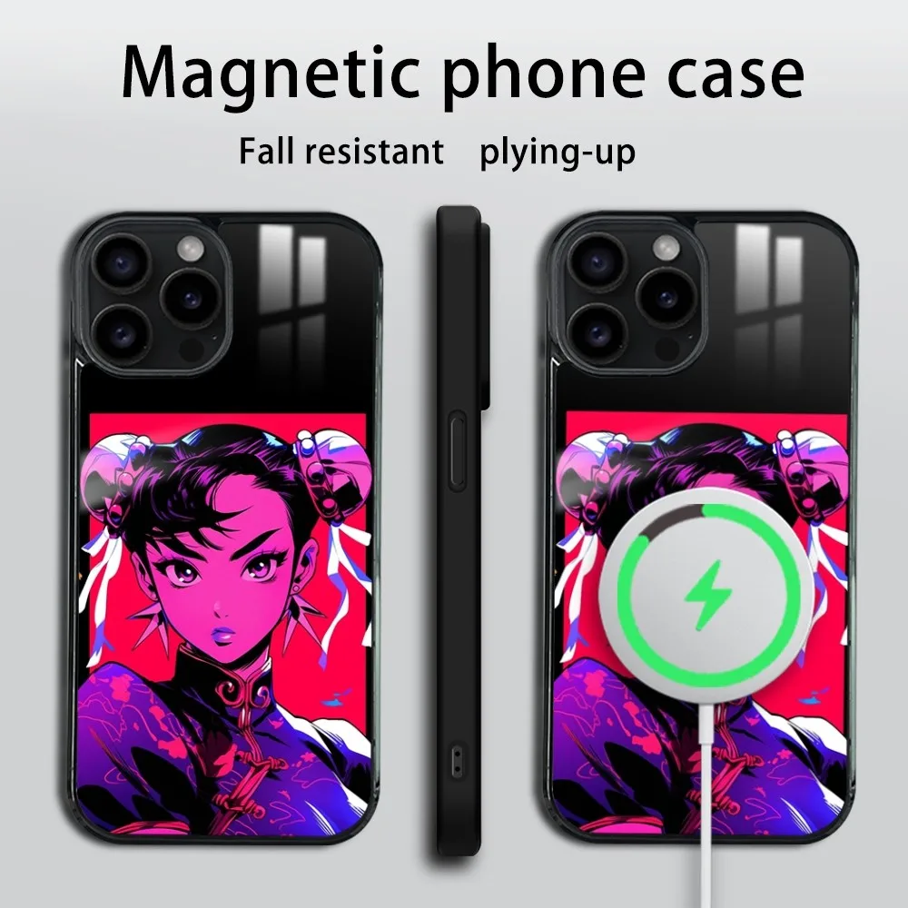 Chun-Li Game-Street-Fighters Phone Case For iPhone 16 15 14 13 12 11 Pro Max Plus Mini Magsafe Mirror Wireless Magnetic Cover