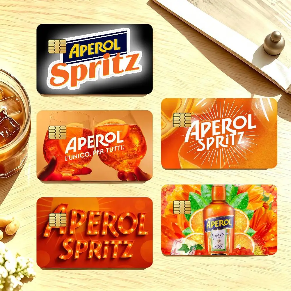 Aperols Spritz Credit Card Public Transportation Cards Sticker Waterproof Card Face Decoration 4PCS