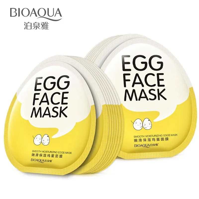 BIOAQUA Egg Facial Mask Smooth Moisturizing Sheet Face Mask Oil Control Shrink Pores Brighten Mask Skin Care