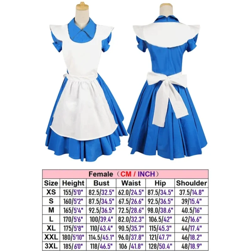 Alice Cosplay Kleid Fantasy Outfit Cartoon Wunderland Verkleidung Kostüm blauen Rock Frauen Erwachsenen Halloween Party Rollenspiel Kleidung