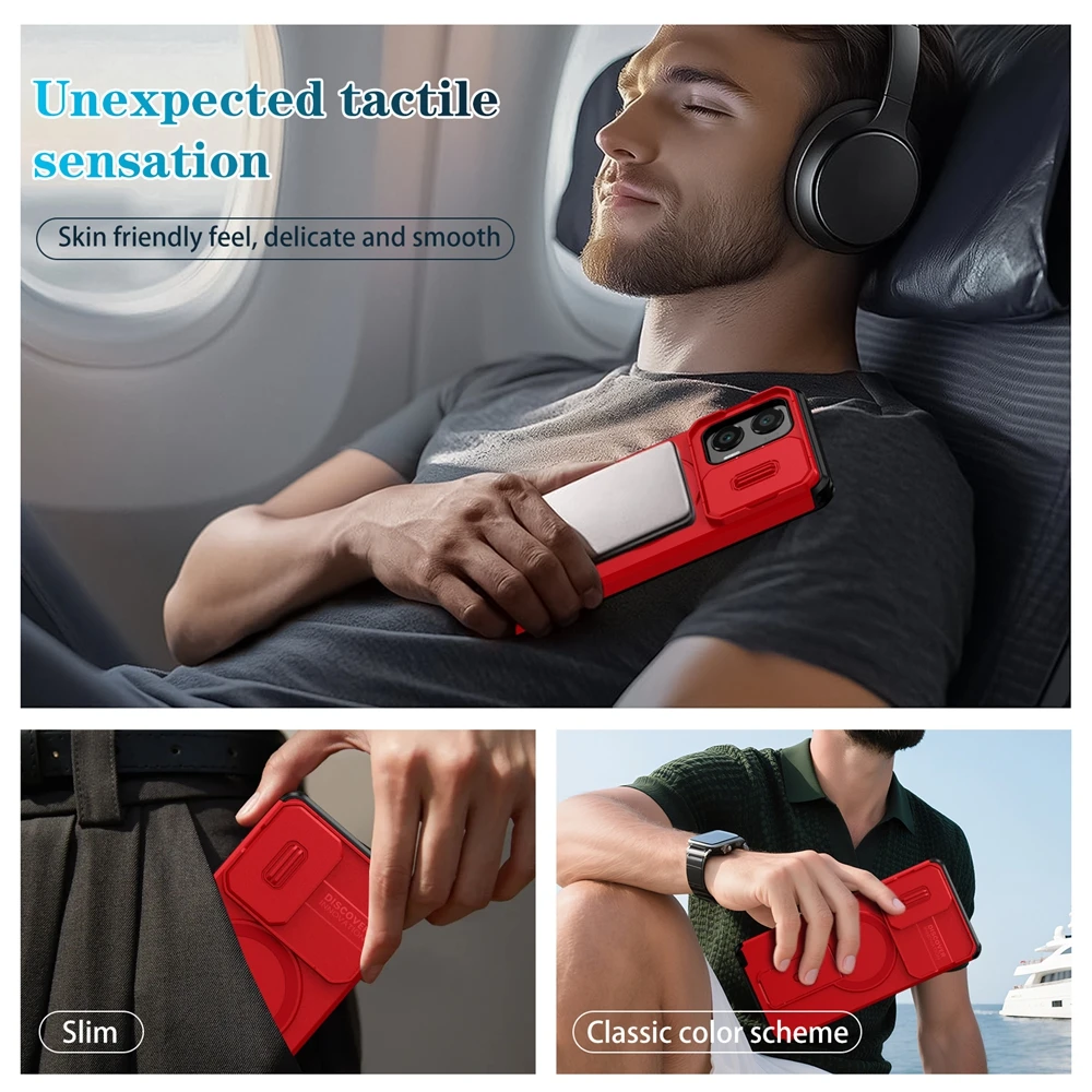 حافظة مغناطيسية فاخرة لـ Moto G Play Power 5G Edge Stylus 2024 2025 حامل عدسة غطاء خلفي نحيف دعامة شحن لاسلكية