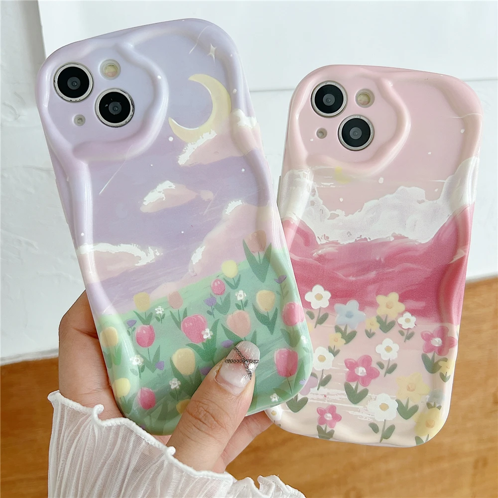 Creative Irregular Wavy Edge Phone Case For Xiaomi Redmi Note 11 10 9 9s Pro Poco X3 10C Mi 11 Lite 5G NE Cartoon Graffiti Cover