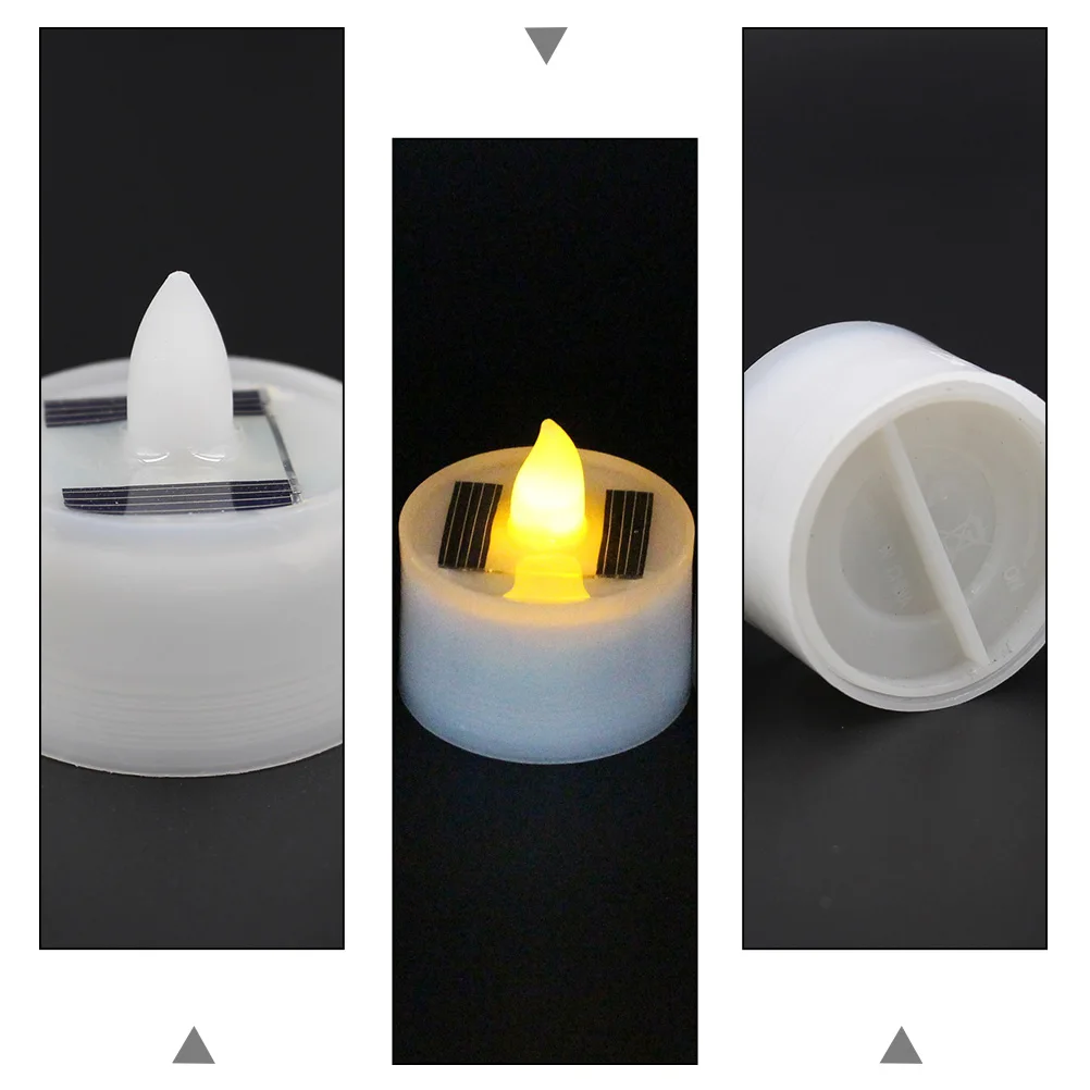 

6 Pcs Waterproof LED Electronic Candles Durable Yellow Plastic Solar Decorative Lights for Wedding Banquet Festivals Home