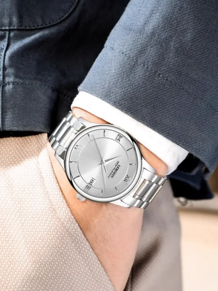 남성용 쿼츠 시계, 사파이어 글래스, 비즈니스 패션 원피스, 리얼 304L 스틸 벨트, 39.5mm