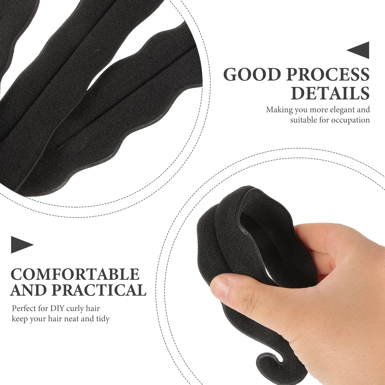 

Tool Hair Iron Set Braiding Tools Bun Maker Kit Black Plastic Multi Purpose Miss