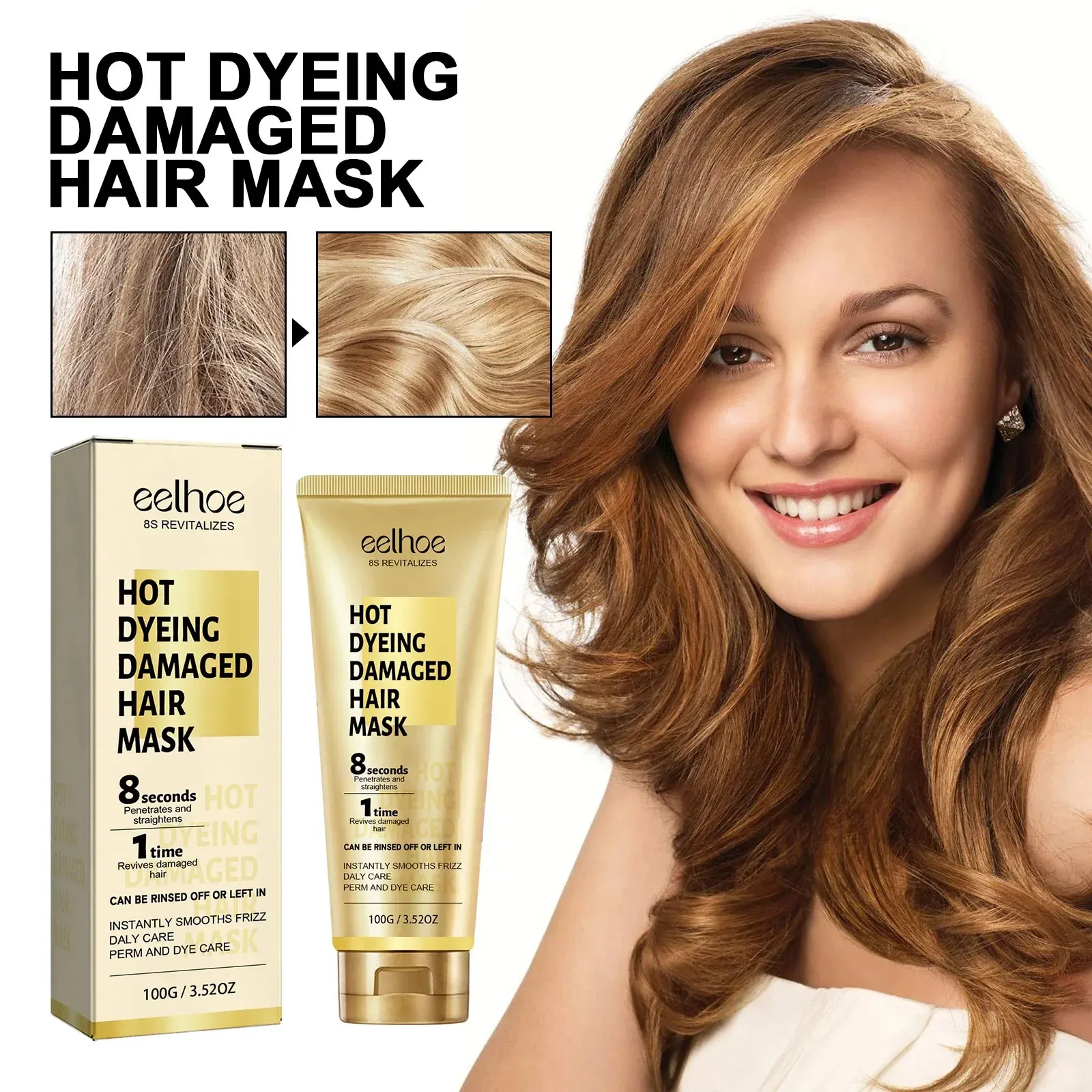 

Keratin Hair Care Cream 8 Seconds Hair Mask Improves Frizzy Tangled Prevents Breakage and Splitting Hair Care Product