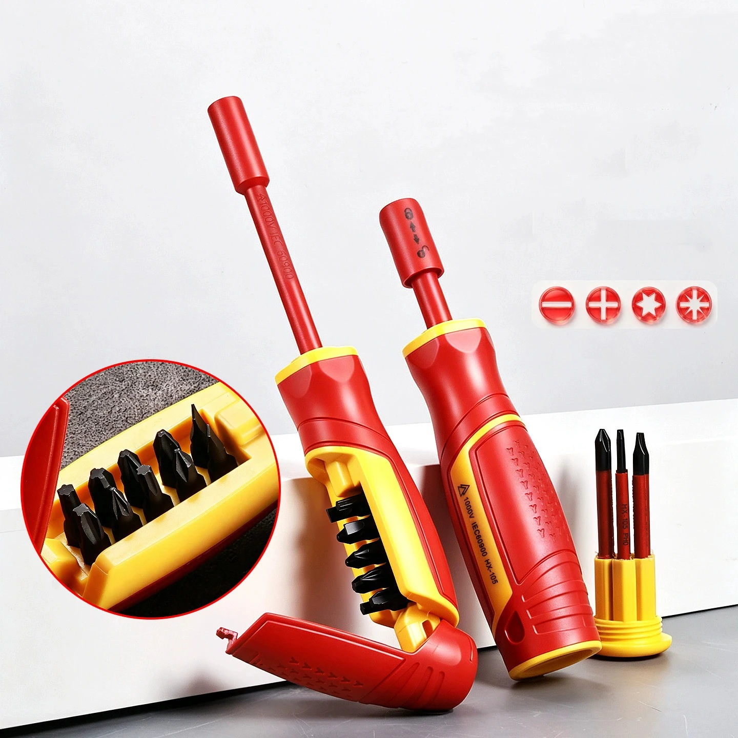 Multifunctional quick-release strong-magnetic insulated screwdriver, efficient and labor-saving electrician's socket screwdriver