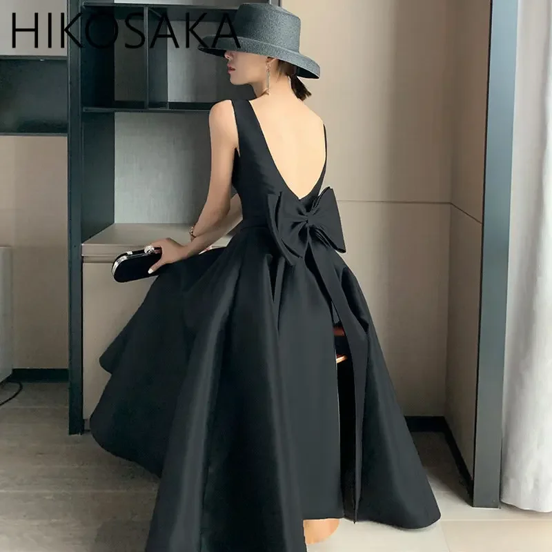 Customized Sexy Backless Big Bow-tie Evening Guest Long Party Summer Dresses For Women 2024 Elegant Black Prom Birthday Ball Gow