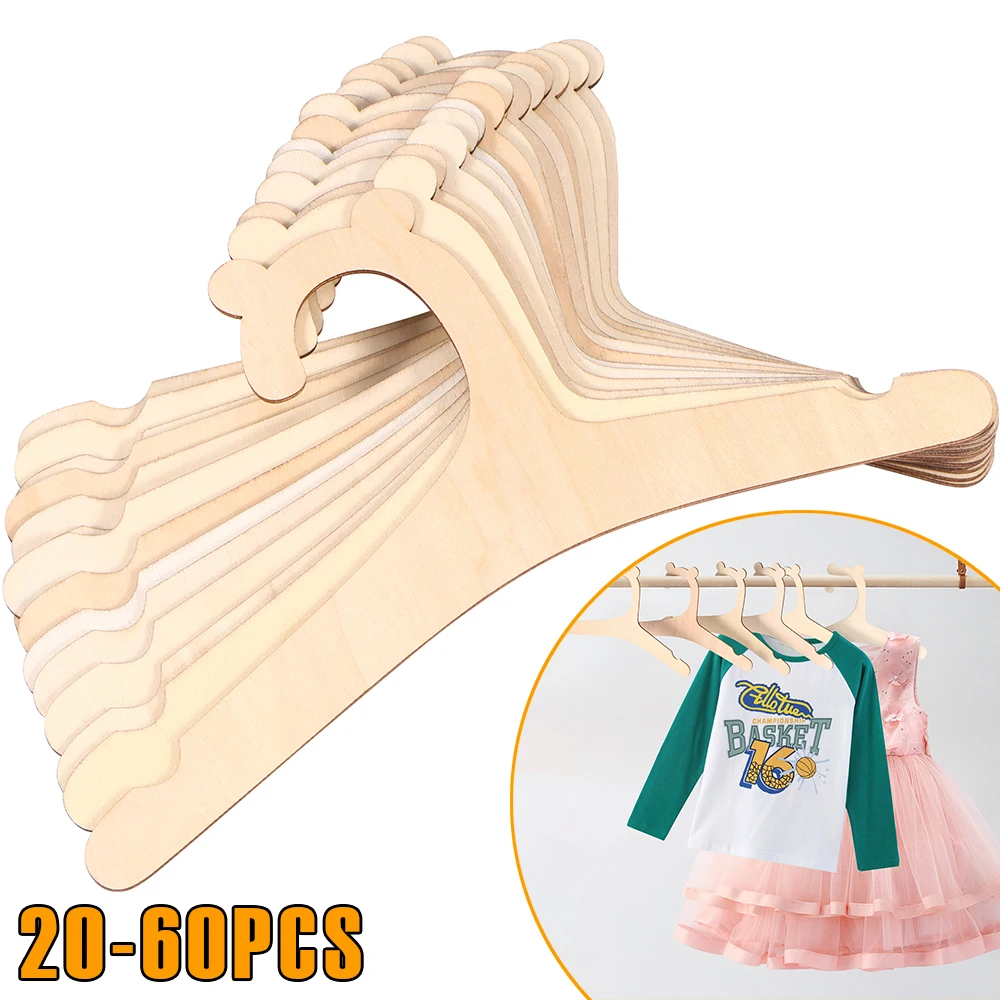 20-60Pcs Wooden Baby Clothes Rack 9 in Smooth Toddler Hangers Cute Bear Creative Newborn Hangers Multi-role Closet Hangers Decor