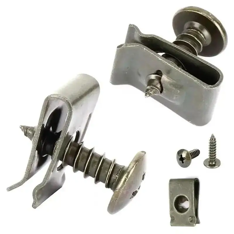 Mixed U Shape Car Metal Screw Clips Set  Anti Rust Fastener with Screws for Vehicle Interior Parts