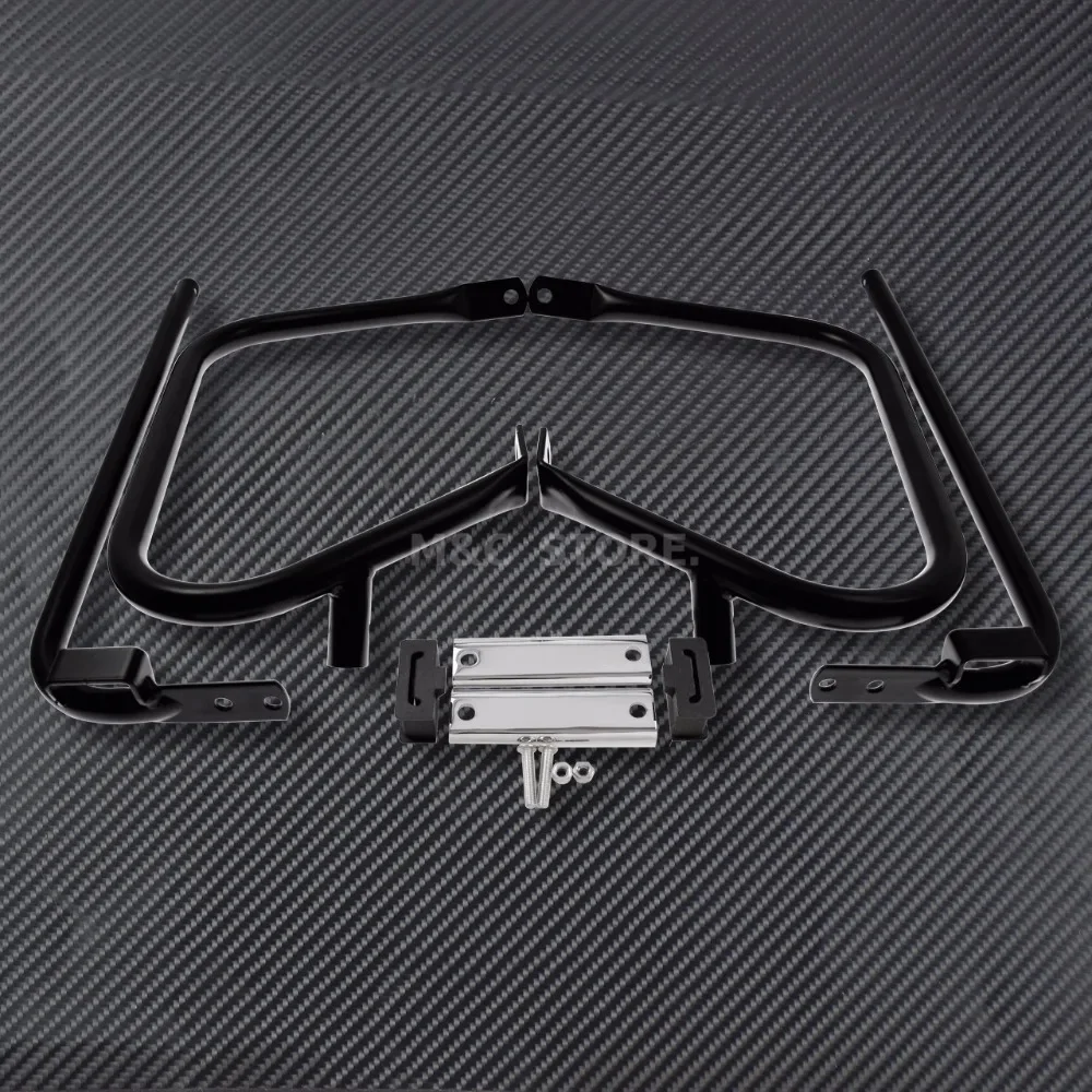 Ochraniacz na sakwy motocyklowe ze wspornikiem czarny/chromowany do Harley Touring Road King slide FLHTC 1997-2008 — zdjęcie 3