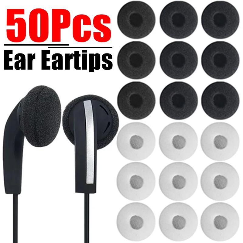 50/20Pcs Sponge Replacement Ear Pads Black Soft Headphone Protection Covers Universal for IPhone Headsets Headphone Eartips Bud