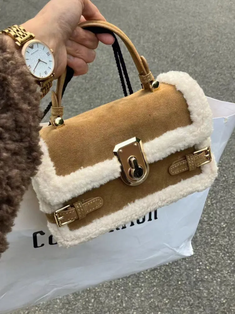 

JIAERDI Vintage Bown Messenger Bag Wallet Women Lamb Handle Chic Square Bag Purse Female Fashion Casual Y2k Hand Bag Bolso Mujer