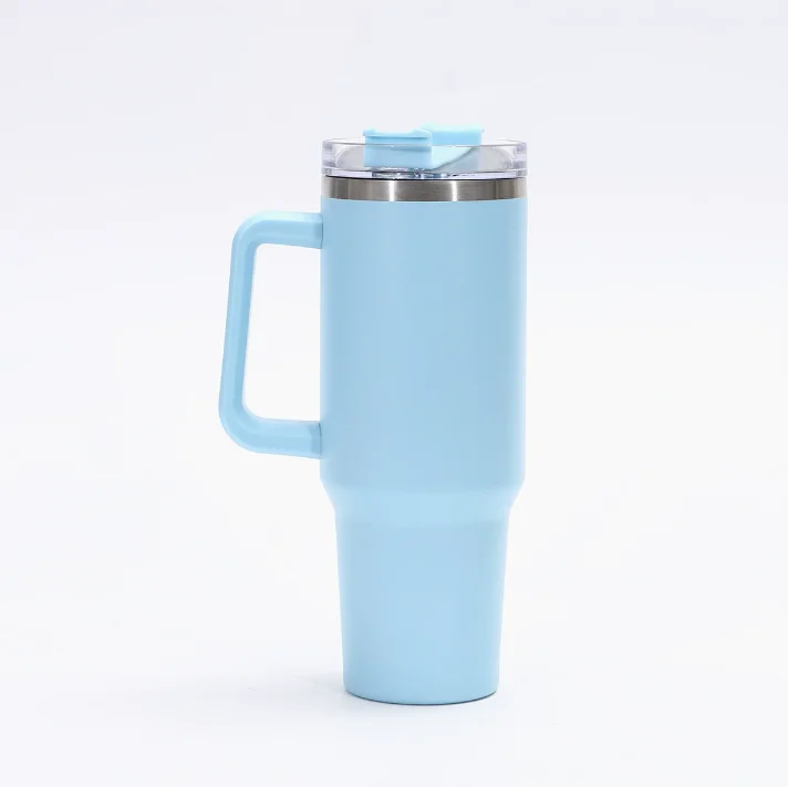 Kubek ze stali nierdzewnej o pojemności 40 uncji z uchwytem i słomką, izolowany próżniowo kubek samochodowy do kawy, lodów, zimnych napojów, kubek podróżny o dużej pojemności