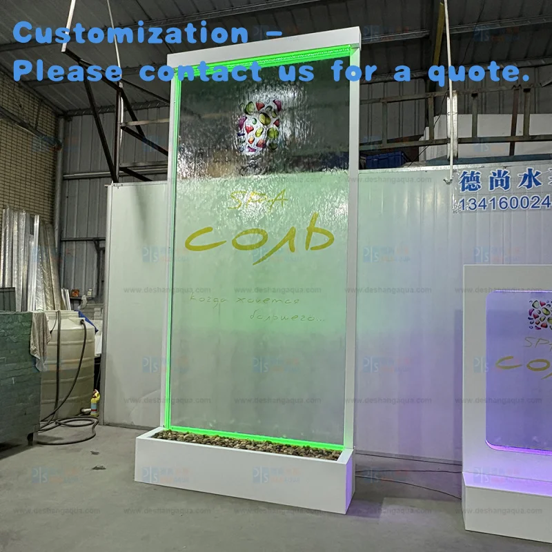 

custom.Custom Contemporary Rectangular Tempered Glass Waterproof Powder Coated Indoor Floor-Standing Waterfall Fountain