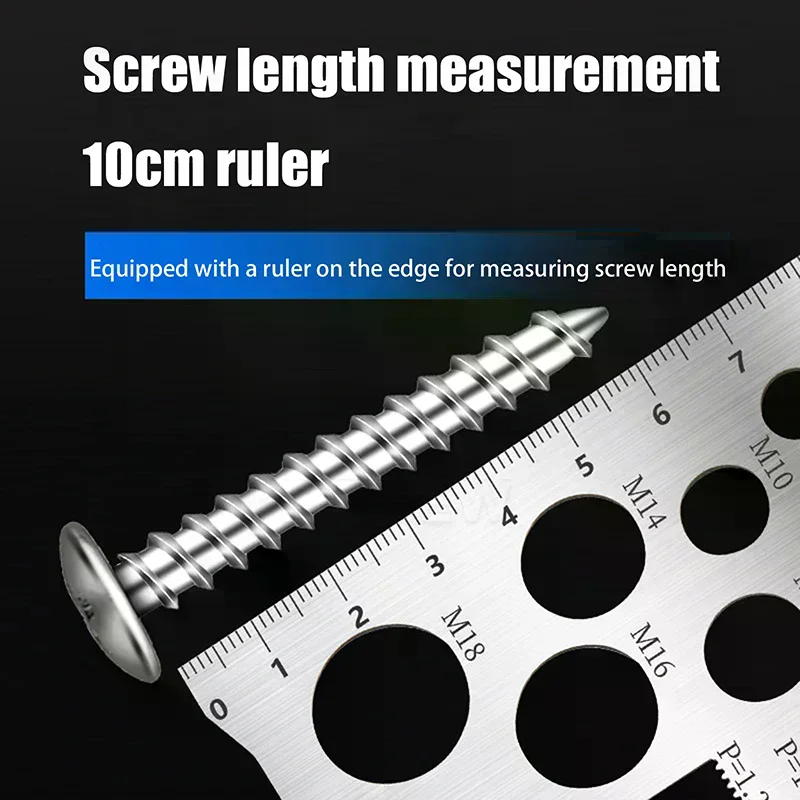Thread Pitch Gauge Measurement Ruler for Screw Space Saving Measuring Gauge Tool for Bit Bolt Nut Screw Craft Industry and Home