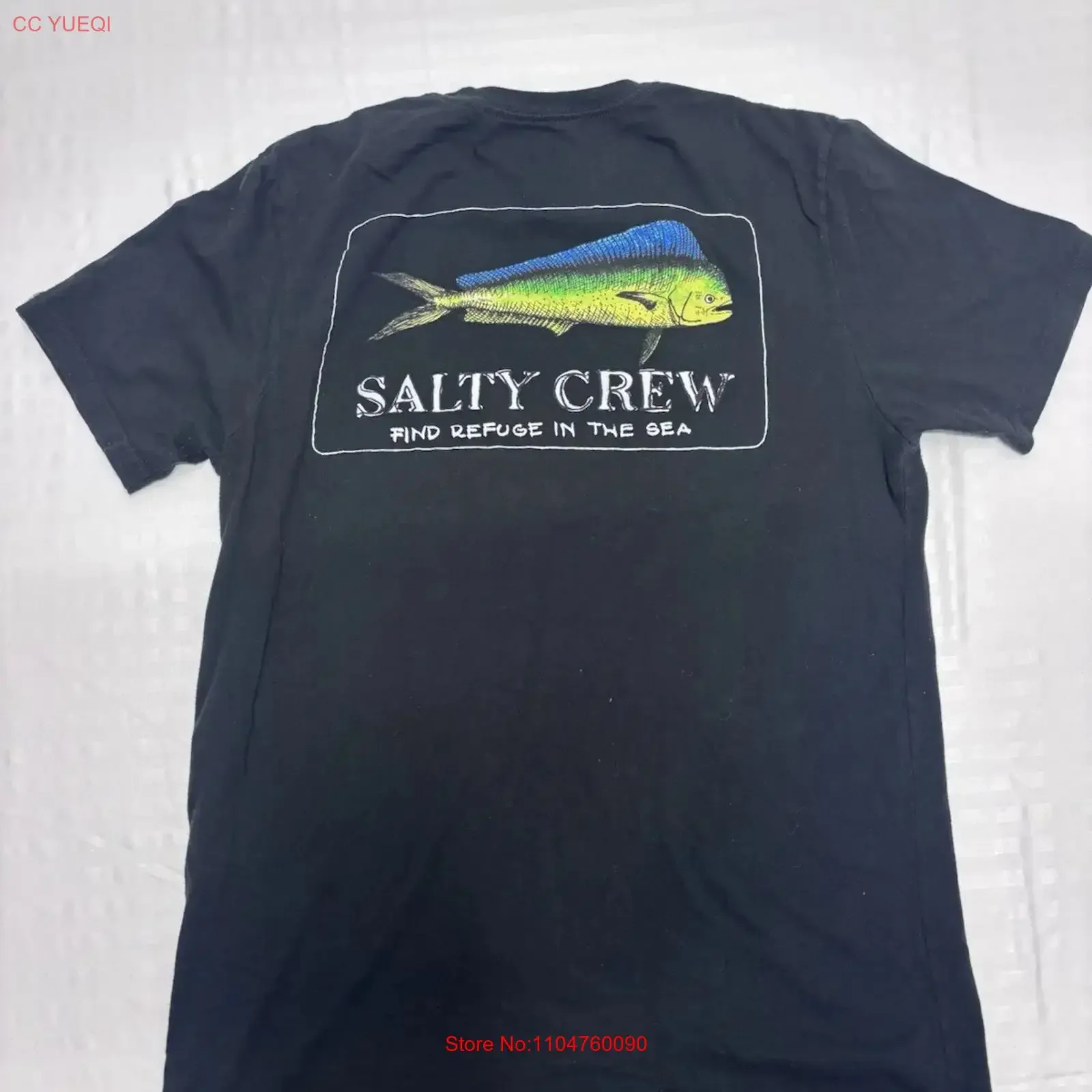 AWESOME SALTY CREW TSHIRT Size Men s Large Black Fishing vintage Washed homme Comfortable Stylish Slightly Unisex Versatile