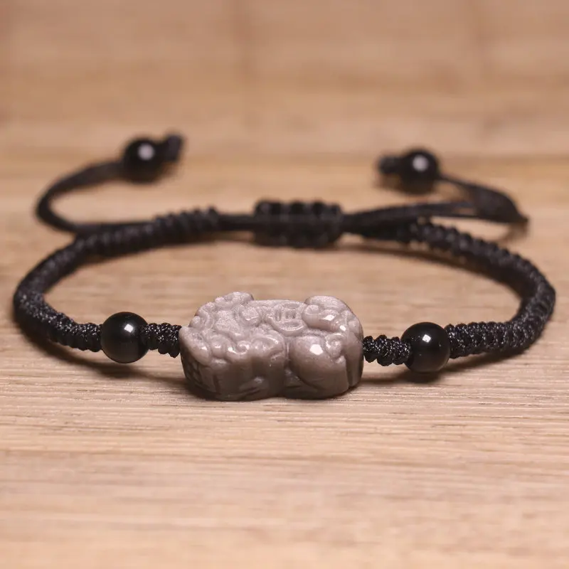 Adjustable hand-woven Bracelet for Women Men Eastern Divine Beast Qilin Charm Bracelet Meditation Healing Energy lucky Bracelet