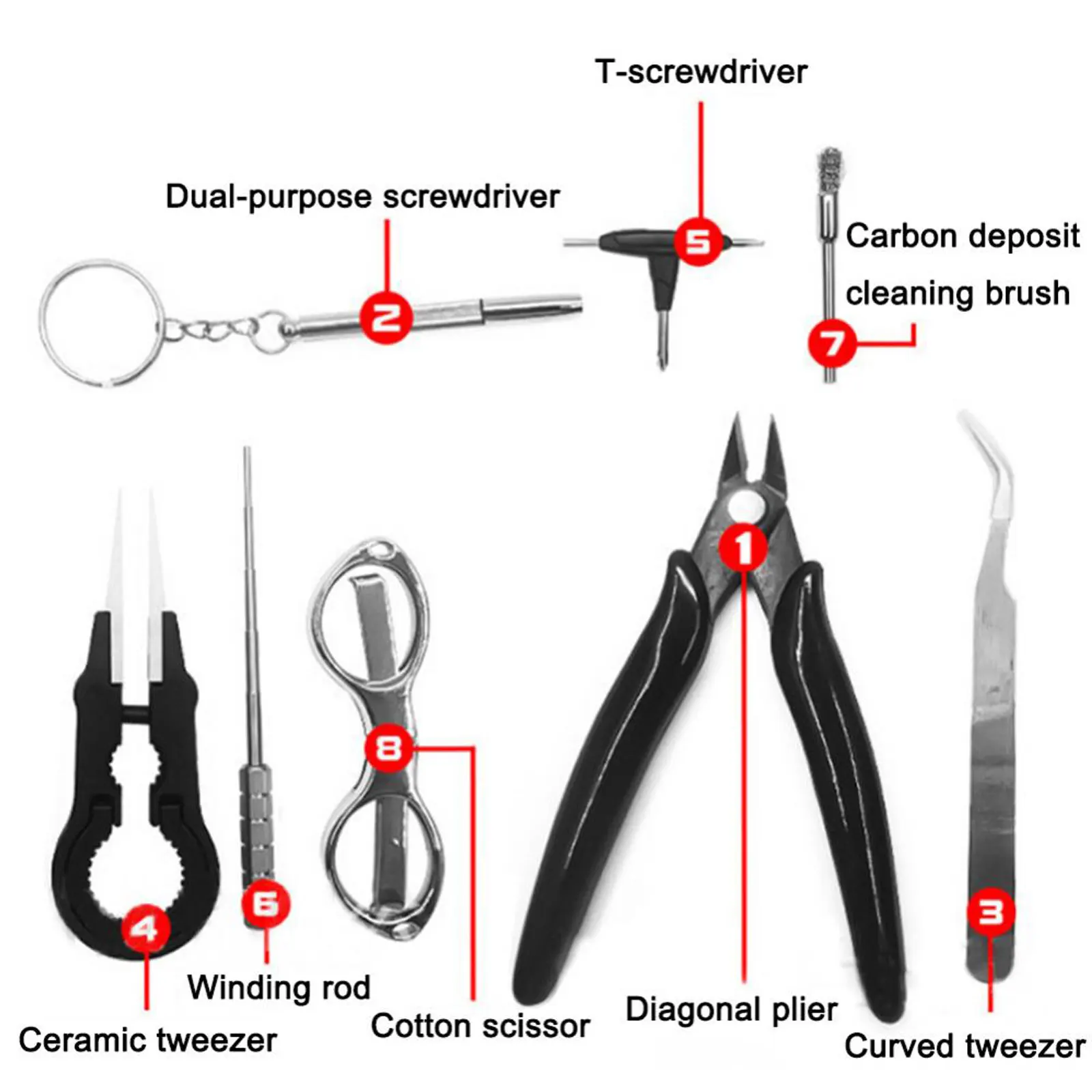 Carbon Deposition Tweezers Tool Set Bag Coil Cotton Wire Coil Jig Winding Scissors Screwdriver Pliers Tweezers DIY Accessories