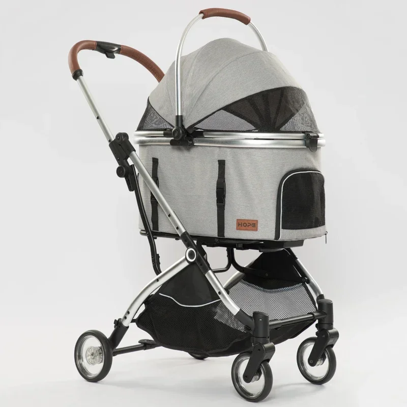

Wholesale With Multiple Mesh Window Pet Stroller With Removable Basket Detachable Easy Fold Pet Strollers For Dogs Cats