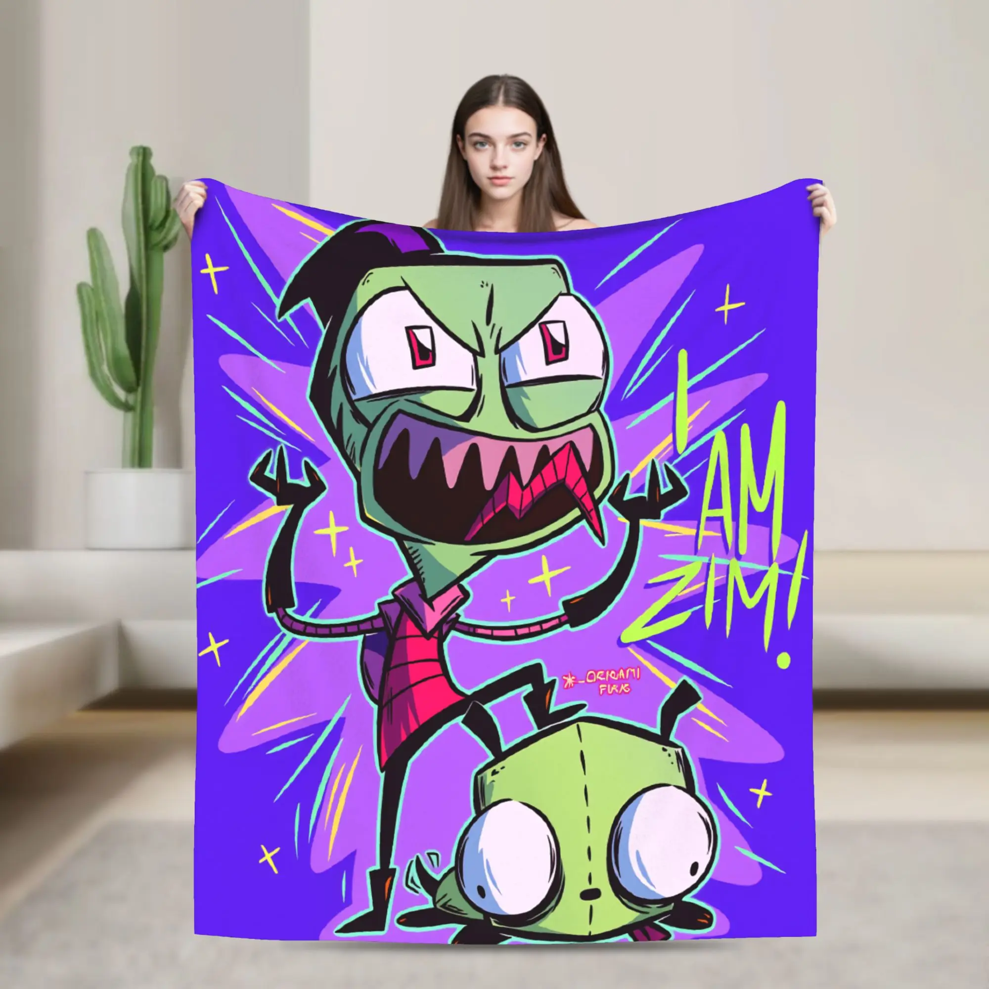 I-Invader ZIM Anime Flannel Blanket Adults Child  Warm Bedding Throws Winter Couch Chair Bedspread Sofa Bed Cover