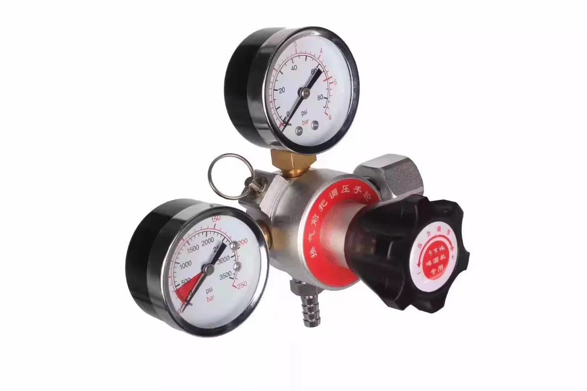Primary and secondary carbon dioxide gas meter pressure reducing valve, craft beer