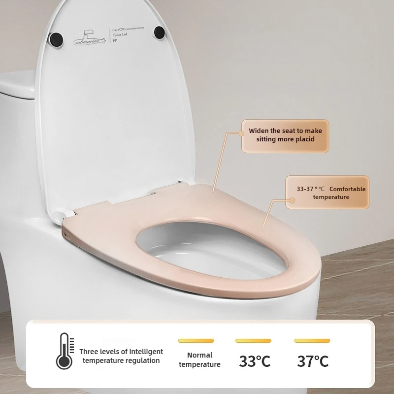 PP Heated Toilet Seat Ring 3-Level Temperature Adjustment Cushion  Durable UV Night Light Cover Stain-Resistant Seat Pad