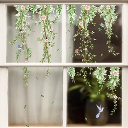 Branches Flowers Birds Glass Sticker Living Room Window Theme Decorative Wall Sticker Window Sticker Self-adhesive Wallpaper