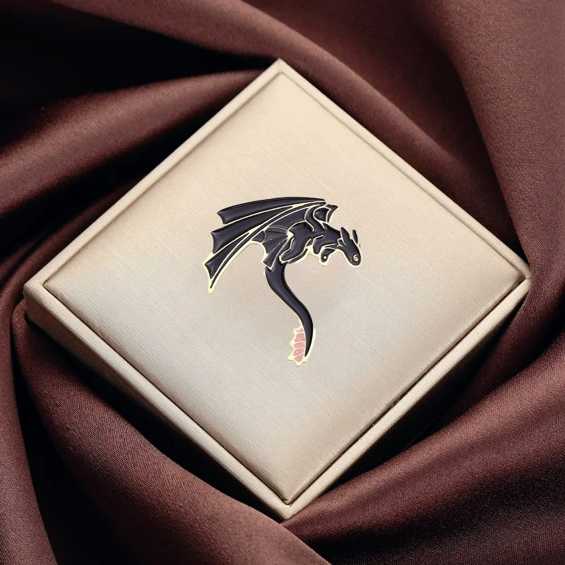 Cartoon Black and White Pterosaur Brooch Creative Couple Party Love Metal Enamel Brooches Badge Clothing Bag Accessories Brooch image 2