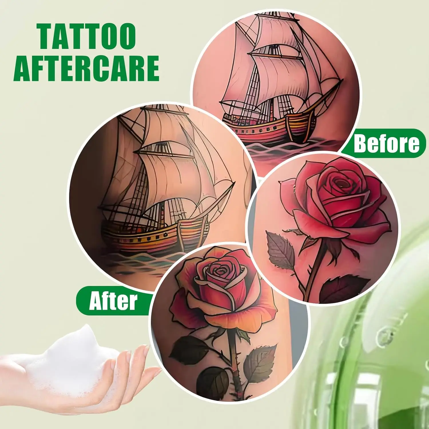 Tattoo-Grünsäure-Seifenset - Ultra-Konzentrierter Grüner Seifenreiniger für Tätowierungen & Piercings Tattoo-Zubehör für Künstler & Anfänger – Detail 6