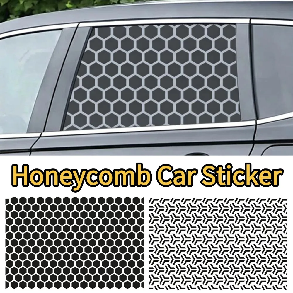 Car Stickers Window Decal Honeycomb Matte Black Waterproof Scratch Resistant B Pillar Triangular Cover Auto Decor Accessories - view 2