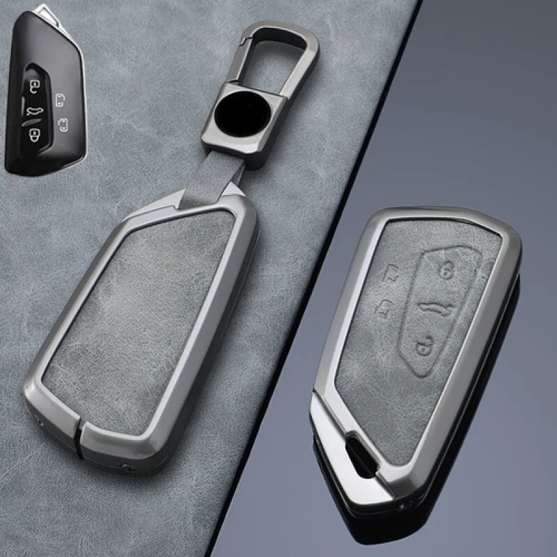 A + سبائك الزنك الجلود مفتاح السيارة فوب غطاء لشركة فولكس فاجن جولف 8 MK8 ID.3 ID.4 Teramon #3