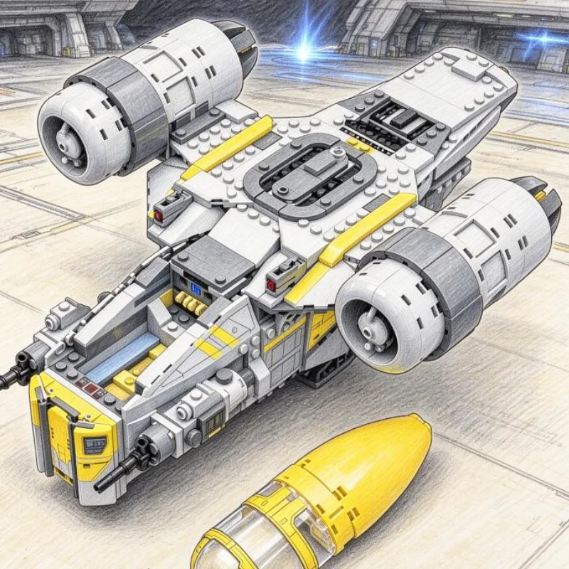 2026 Hot New 930pcs Star Interstellar Conflict Retro Galaxy Explorer Transport Ship Building Blocks Toys For Birthday Gifts