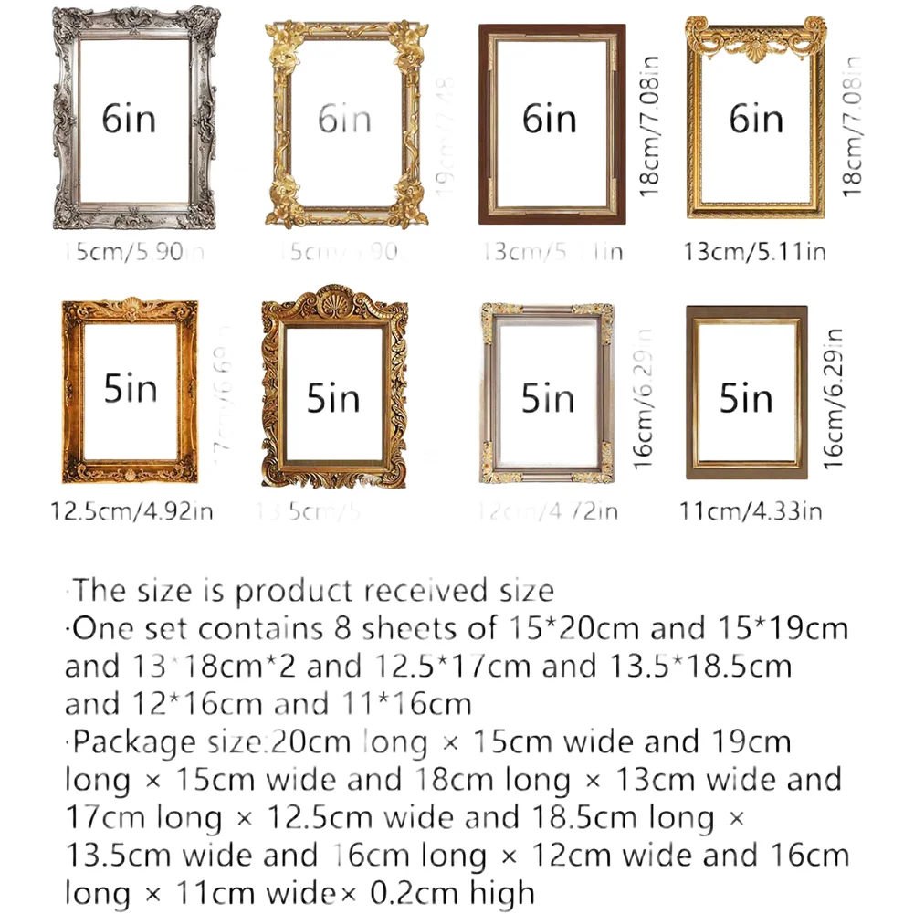 Retro Frame Wall Decoration Wall Sticker Removable Wall Decal 6in Wall Stickers Easy Application Repositionable